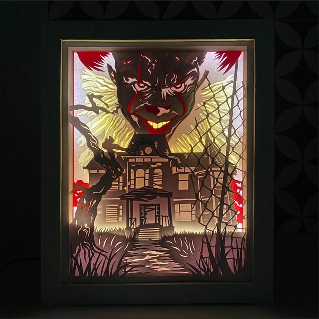 Pennywise Light Box Svg, Shadow Box Layered cardstock, File for Cricut and silhouette